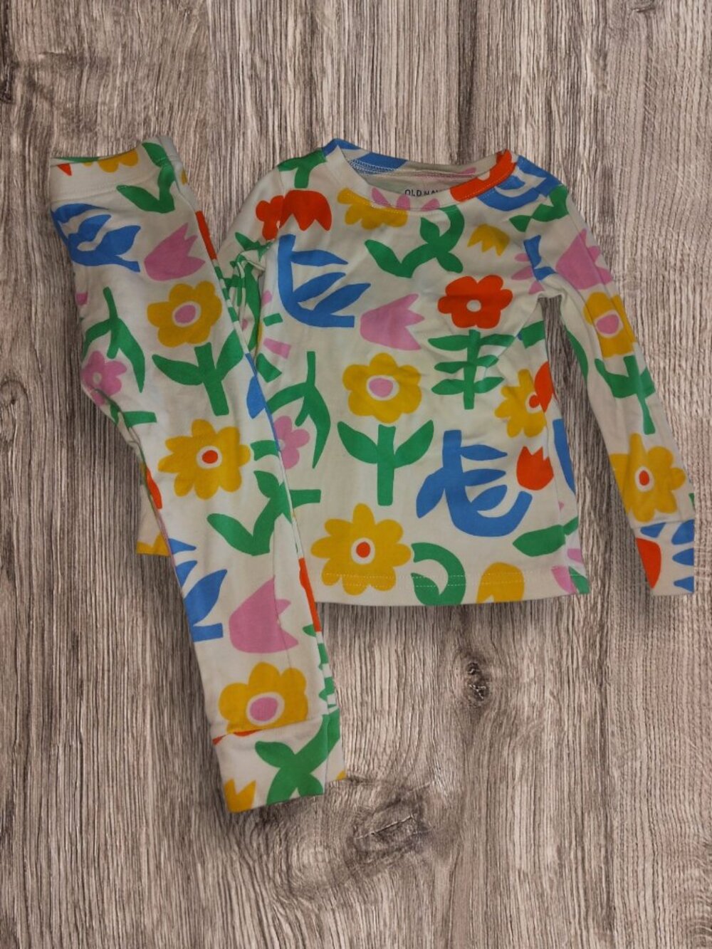 Old Navy 2T Floral Pajama Set Colorful Flower Print 2 Piece Sleepwear